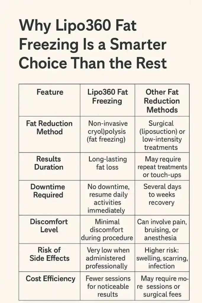 Is it possible to permanently freeze fat cells? 2 Table showing benefits of fat freezing to remove fat cells Broxburn from Lipo 360