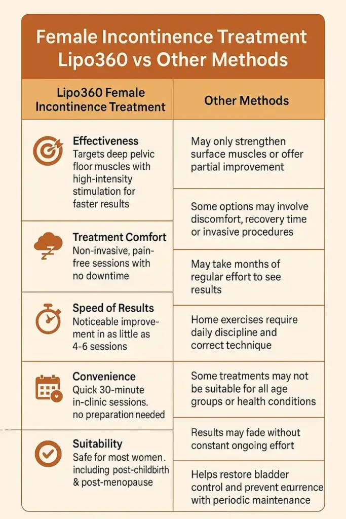 Comprehensive Guide To Female Incontinence Treatment Options 1 Table showing benefits of incontinence treatment Broxburn