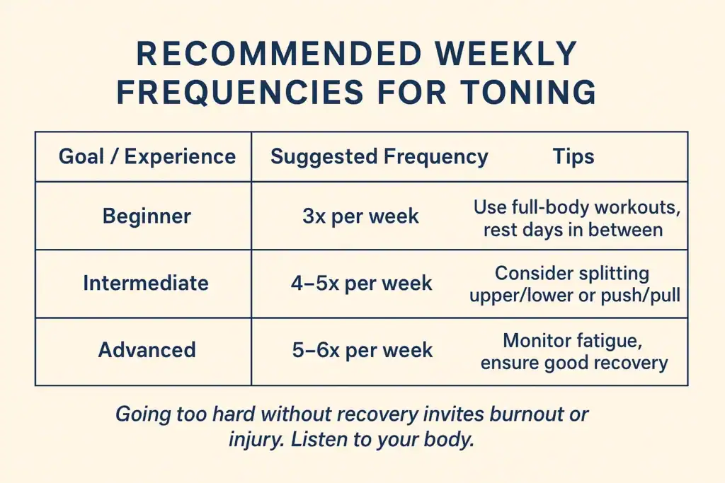 Achieving the Perfect Tone: How Often Should You Exercise for Results? 2 Graphic to show how often you should do exercise to help with toning Broxburn