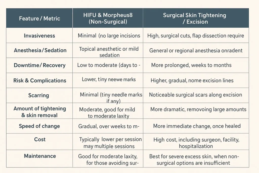 The Science of Skin Tightening 2 Table of skin tightening Broxburn benefits compared to surgical options